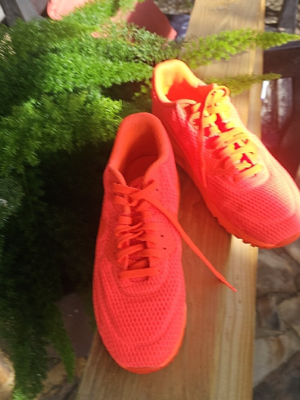 Nike Men’s Neon Orange Lace-Up Sneakers - Picture 5 of 7